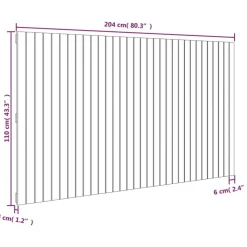 Tete de lit murale Gris 204x3x110 cm Bois massif de pin