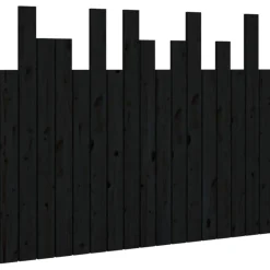 Tete de lit murale Noir 108x3x80 cm Bois massif de pin