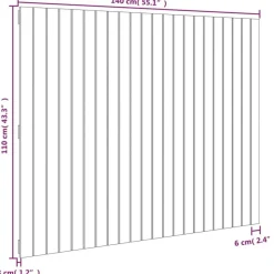 Tete de lit murale Noir 140x3x110 cm Bois massif de pin