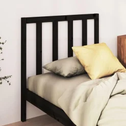 Tete de lit Noir 95x4x100 cm Bois massif de pin
