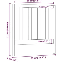 Tete de lit Noir 95x4x100 cm Bois massif de pin