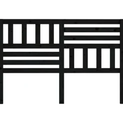 Tete de lit Noir 146x4x100 cm Bois massif de pin