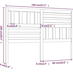 Tete de lit Noir 146x4x100 cm Bois massif de pin