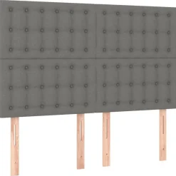 Tetes de lit 4 pcs Gris fonce 72x5x78/88 cm Tissu