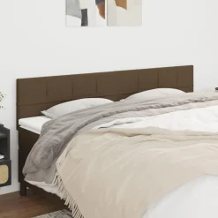 Tetes de lit 2 pcs Marron Fonce 90x5x78/88 cm Tissu