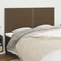 Tetes de lit 4 pcs Marron fonce 100x5x78/88 cm Tissu