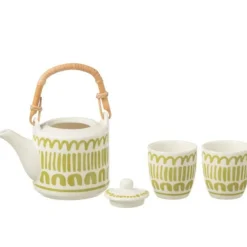 Théière & 2 tasses Design Lignes Fiesta Sud 16cm Vert