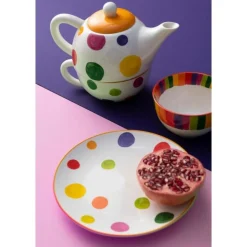 Théière & Tasse avec Sous-Tasse Pop Art 19cm Multicolore