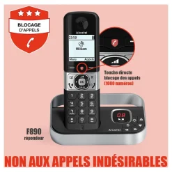 Téléphone sans fil F890 Voice Duo Noir