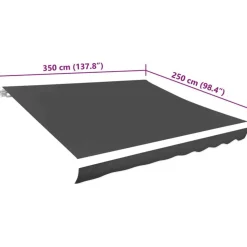 Toile d'auvent Anthracite 350x250 cm