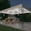 Tonnelle avec double toit et lumieres LED 3x4 m Blanc