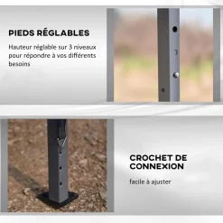 Tonnelle barnum de jardin pop-up pliant 5,91L x 2,97l x 2,65H m sac inclus acier époxy gris oxford haute densité marron