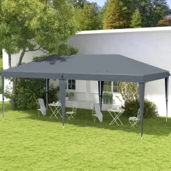 Tonnelle barnum de jardin pop-up pliant 5,85L x 2,95l x 2,7H m sac inclus acier époxy oxford haute densité gris