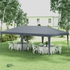 Tonnelle barnum de jardin pop-up pliant 5,85L x 2,95l x 2,7H m sac inclus acier époxy oxford haute densité gris