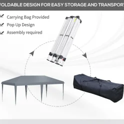 Tonnelle barnum de jardin pop-up pliant 5,85L x 2,95l x 2,7H m sac inclus acier époxy oxford haute densité gris