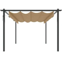 Tonnelle de jardin avec toit retractable 4x3 m Taupe