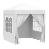 Tonnelle de jardin tente pliante barnum pop-up 2 x 2 m 4 parois latérales amovibles 2 fenêtres sac de transport pour camping, festival, plage, jardin, blanc