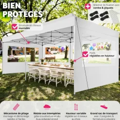 Tonnelle pliable 3x6 m avec 4 parois