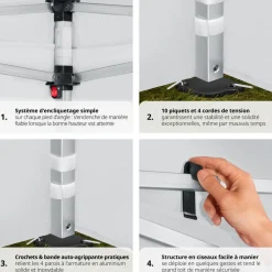 Tonnelle pliable 3x6 m avec 4 parois
