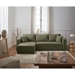 Topaze - canapé d'angle réversible - 4 places - convertible avec coffre - en tissu