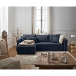 Topaze - canapé d'angle réversible - 4 places - convertible avec coffre - en tissu