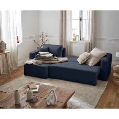 Topaze - canapé d'angle réversible - 4 places - convertible avec coffre - en tissu