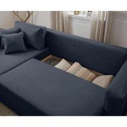 Topaze - canapé d'angle réversible - 4 places - convertible avec coffre - en tissu