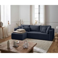 Topaze - canapé d'angle réversible - 4 places - convertible avec coffre - en tissu