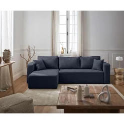 Topaze - canapé d'angle réversible - 4 places - convertible avec coffre - en tissu