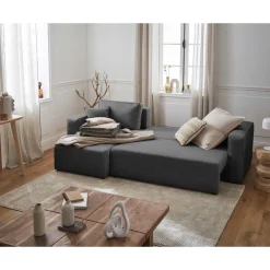 Topaze - canapé d'angle réversible - 4 places - convertible avec coffre - en tissu