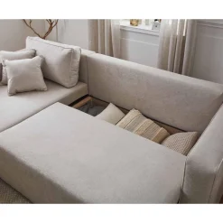Topaze - canapé d'angle réversible - 4 places - convertible avec coffre - en tissu