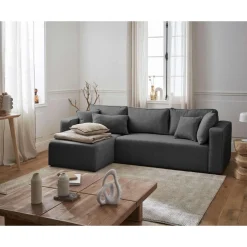 Topaze - canapé d'angle réversible - 4 places - convertible avec coffre - en tissu