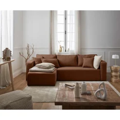 Topaze - canapé d'angle réversible - 4 places - convertible avec coffre - en tissu