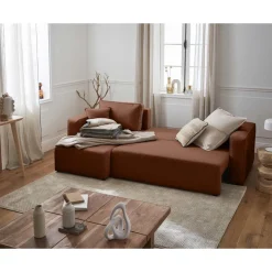 Topaze - canapé d'angle réversible - 4 places - convertible avec coffre - en tissu