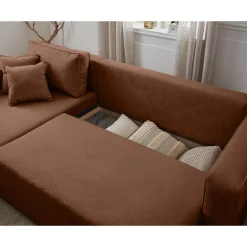 Topaze - canapé d'angle réversible - 4 places - convertible avec coffre - en tissu