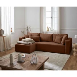 Topaze - canapé d'angle réversible - 4 places - convertible avec coffre - en tissu