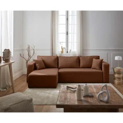 Topaze - canapé d'angle réversible - 4 places - convertible avec coffre - en tissu