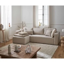 Topaze - canapé d'angle réversible - 4 places - convertible avec coffre - en tissu