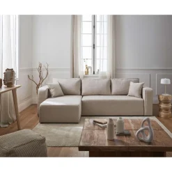 Topaze - canapé d'angle réversible - 4 places - convertible avec coffre - en tissu