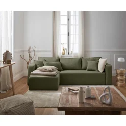 Topaze - canapé d'angle réversible - 4 places - convertible avec coffre - en tissu
