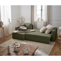 Topaze - canapé d'angle réversible - 4 places - convertible avec coffre - en tissu