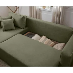 Topaze - canapé d'angle réversible - 4 places - convertible avec coffre - en tissu