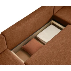 Topaze - canapé panoramique en u - 7 places - convertible avec coffre - en tissu velours relief