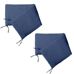 Tour de Lit Bébé Coton 40x180cm Bleu Foncé