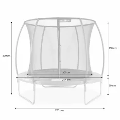 Trampoline rond Ø 250cm gris avec filet de protection intérieur - Pluton Inner – Nouveau modèle - trampoline de jardin 2.50 m 250 cm |Qualité PRO. | Normes EU.