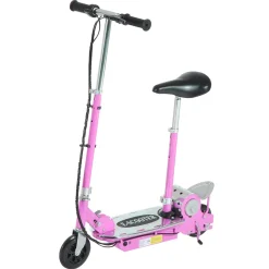 Trottinette électrique 120 W pliable pour enfant de 7 à 12 ans hauteur guidon et selle réglable 10 Km/h max. rose