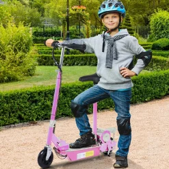 Trottinette électrique 120 W pliable pour enfant de 7 à 12 ans hauteur guidon et selle réglable 10 Km/h max. rose