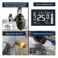 Trottinette électrique - YEEP.ME - 100a - 500W - 10'' - 10,4Ah - 40km - Clignotants - Garantie 5 ans