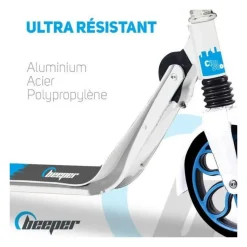 Trottinette mécanique - Adulte/Ados - Beeper City Scoot - Roues 8'' - Suspension avant - Cadre Noir - Sans frein guidon