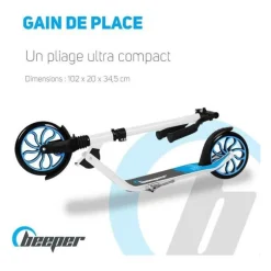 Trottinette mécanique - Adulte/Ados - Beeper City Scoot - Roues 8'' - Suspension avant - Cadre Noir - Sans frein guidon